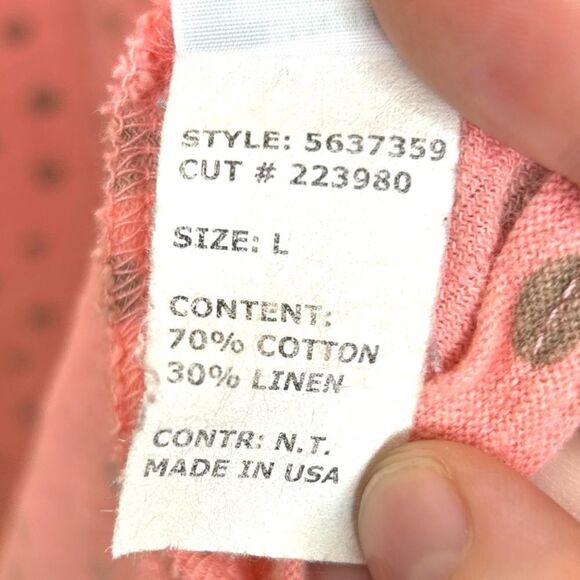 Cut Loose Pink Polka Dot Linen Cotton Lagenlook Blouse Shirt Hi Low Tunic Large - Picture 5 of 6